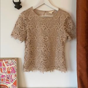 Beige top, lined, adiva, size small,
